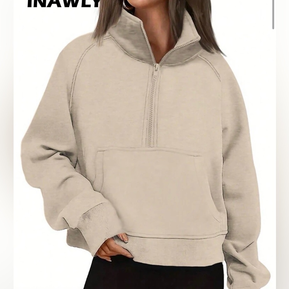 Women's Beige Half-Zip Pullover